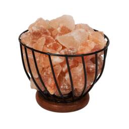 Dragodirect Himalayan Rock Salt Metal Basket Lamp Natural Crystal Night Light in Orange - thumbnail 2