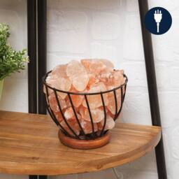 Dragodirect Himalayan Rock Salt Metal Basket Lamp Natural Crystal Night Light in Orange - thumbnail 3