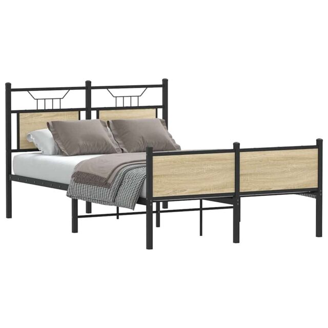 Berkfield Home Bed Frame without Mattress Sonoma Oak 120x200 cm Engineered Wood in Brown - Size: Small Double - image 1
