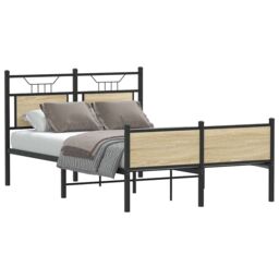 Berkfield Home Bed Frame without Mattress Sonoma Oak 120x200 cm Engineered Wood in Brown - Size: Small Double - thumbnail 1
