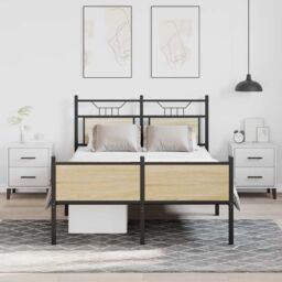 Berkfield Home Bed Frame without Mattress Sonoma Oak 120x200 cm Engineered Wood in Brown - Size: Small Double - thumbnail 4
