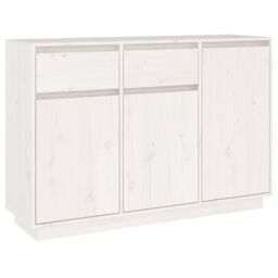 Berkfield Home Sideboard White 110x34x75 cm Solid Wood Pine - Size: 110 x 34 x 75 cm - thumbnail 2