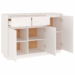 Berkfield Home Sideboard White 110x34x75 cm Solid Wood Pine - Size: 110 x 34 x 75 cm - thumbnail 5