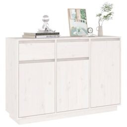 Berkfield Home Sideboard White 110x34x75 cm Solid Wood Pine - Size: 110 x 34 x 75 cm - thumbnail 6