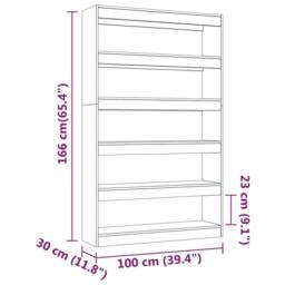 Berkfield Home Book Cabinet/Room Divider Grey Sonoma 100x30x166 cm - Size: 100 x 30 x 166 cm - thumbnail 7