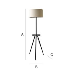 ValueLights Desmond Side Table Tripod Floor Lamp with Natural Linen Lamp Shade in Black - thumbnail 7