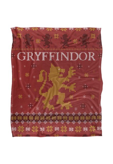 Harry Potter Blanket, 152x127 cm Gryffindor Ugly Christmas Sweater Silky Touch Super Soft Throw Blanket in White - image 1