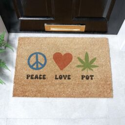 Artsy Mats Peace Love Pot Doormat (60 x 40cm) in Brown - Size: 40 cm x 60 cm - thumbnail 1