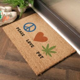 Artsy Mats Peace Love Pot Doormat (60 x 40cm) in Brown - Size: 40 cm x 60 cm - thumbnail 2