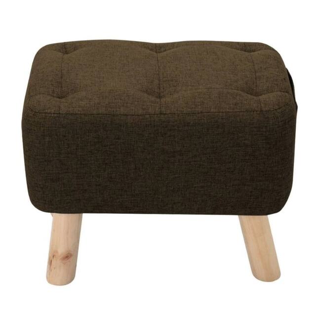 Kelvenix brown Linen Footstool Tufted Pouffe Padded Seat - Size: 0.6m2 - image 1