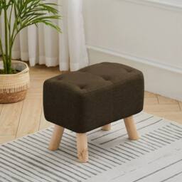 Kelvenix brown Linen Footstool Tufted Pouffe Padded Seat - Size: 0.6m2 - thumbnail 5