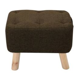 Kelvenix brown Linen Footstool Tufted Pouffe Padded Seat - Size: 0.6m2