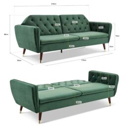 Bravich LTD Victoria Sofa Bed 3 Seater Velvet Click Clack in Green - thumbnail 8