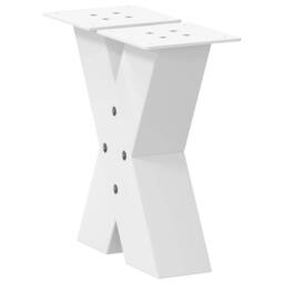 Berkfield Home Coffee Table Legs X-Shaped 2 pcs White 30x(30-31) cm Steel - thumbnail 4