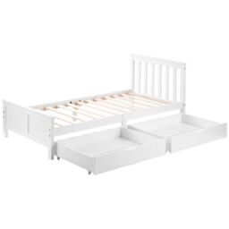Matteo Wooden Solid White Pine Storage Bed With Drawers Bed Furniture Frame For Adults - Size: Single Fitted - thumbnail 8