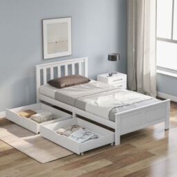 Matteo Wooden Solid White Pine Storage Bed With Drawers Bed Furniture Frame For Adults - Size: Single Fitted - thumbnail 4