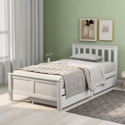 Matteo Wooden Solid White Pine Storage Bed With Drawers Bed Furniture Frame For Adults - Size: Single Fitted - thumbnail 3