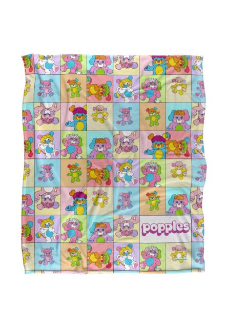 Hasbro Popples Popple Squares Silky Touch Super Soft Throw Blanket 152 X 127 cm in White - image 1