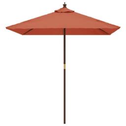 Berkfield Home Durable Garden Parasol with Wooden Pole Terracotta 198x198x231 cm - Size: 198 x 198 x 231 cm - thumbnail 1