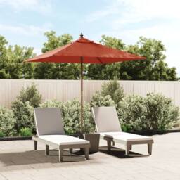 Berkfield Home Durable Garden Parasol with Wooden Pole Terracotta 198x198x231 cm - Size: 198 x 198 x 231 cm - thumbnail 2