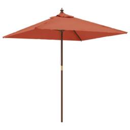 Berkfield Home Durable Garden Parasol with Wooden Pole Terracotta 198x198x231 cm - Size: 198 x 198 x 231 cm - thumbnail 3