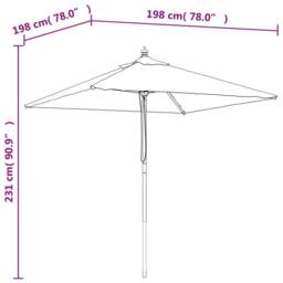 Berkfield Home Durable Garden Parasol with Wooden Pole Terracotta 198x198x231 cm - Size: 198 x 198 x 231 cm - thumbnail 7