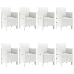 Berkfield Home 9 Piece Garden Dining Set White Poly Rattan - thumbnail 4