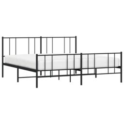Berkfield Home Metal Bed Frame with Headboard & Footboard Black 193x203 cm - thumbnail 3