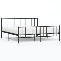Berkfield Home Metal Bed Frame with Headboard & Footboard Black 193x203 cm - thumbnail 2
