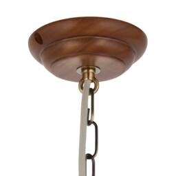 First Choice Lighting Set of 2 Rutherford - Antique Brass with Wood Ceiling Pendant Lights in Bronze - thumbnail 7