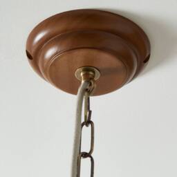 First Choice Lighting Set of 2 Rutherford - Antique Brass with Wood Ceiling Pendant Lights in Bronze - thumbnail 4