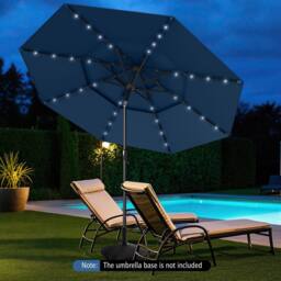 Costway 297cm Solar Patio Umbrella Market Sunshade w/32 LED Lights in Navy - thumbnail 6