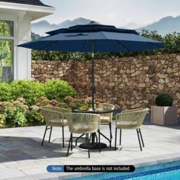 Costway 297cm Solar Patio Umbrella Market Sunshade w/32 LED Lights in Navy - thumbnail 3