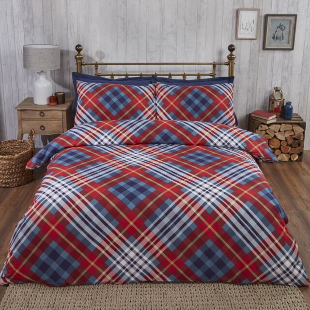 Rapport Home Tartan BC Duvet Cover Set with Pillowcase in Red - Size: Super King - image 1