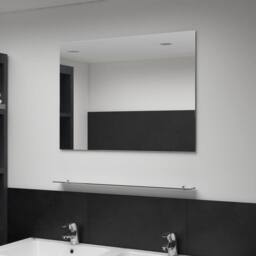 Berkfield Home Wall Mirror with Shelf 80x60 cm Tempered Glass in Silver - thumbnail 1