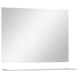 Berkfield Home Wall Mirror with Shelf 80x60 cm Tempered Glass in Silver - thumbnail 2