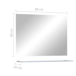 Berkfield Home Wall Mirror with Shelf 80x60 cm Tempered Glass in Silver - thumbnail 6