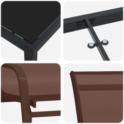 Berkfield Home 5 Piece Garden Dining Set Brown Textilene & Steel - thumbnail 9