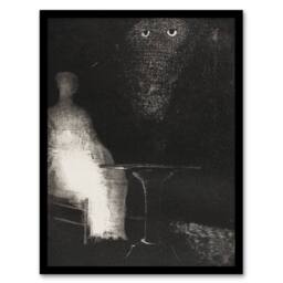 Artery8 Odilon Redon Framed Wall Art Gaze on the Chair Human Figure Outline in Grey - Size: A4 - thumbnail 1