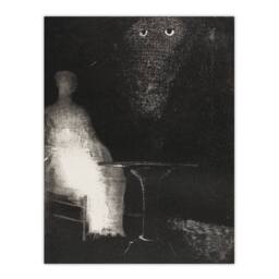 Artery8 Odilon Redon Framed Wall Art Gaze on the Chair Human Figure Outline in Grey - Size: A4 - thumbnail 3
