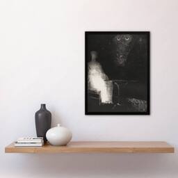 Artery8 Odilon Redon Framed Wall Art Gaze on the Chair Human Figure Outline in Grey - Size: A4 - thumbnail 2