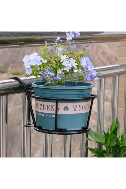 Living and Home Hanging Railing Round Plant Pot Rack Bold Mesh 22cm D in Black - image 1