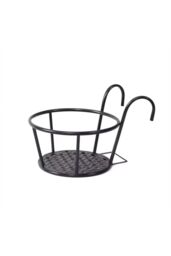 Living and Home Hanging Railing Round Plant Pot Rack Bold Mesh 22cm D in Black - thumbnail 2
