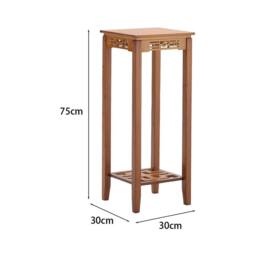 VOGREX 2 Tier 75cm Bamboo Plant Stand Tall Side Table Display Shelf in Brown - thumbnail 2
