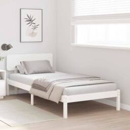 Berkfield Home Bed Frame with Headboard White 90x190 cm Solid Pine Wood - thumbnail 4