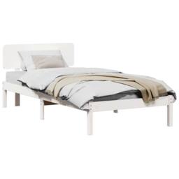 Berkfield Home Bed Frame with Headboard White 90x190 cm Solid Pine Wood - thumbnail 3
