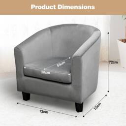 Alivio Modern Velvet Tub Accent Chair with Cushioned Seat & Curved Backrest in Grey - thumbnail 7