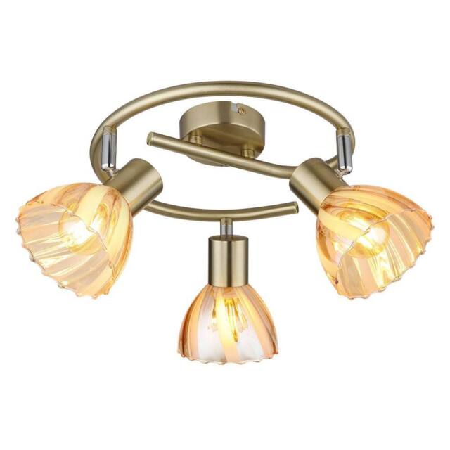 Netlighting Zachery Ceiling Spotlight Brass Amber Glass 3x E14 in Yellow - image 1