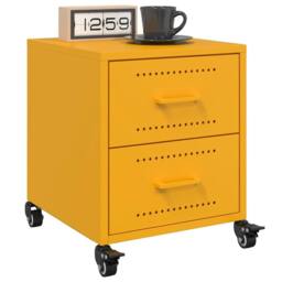 Berkfield Home Bedside Cabinets 2 pcs Mustard Yellow 36x39x43.5 cm Steel - thumbnail 2
