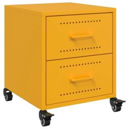 Berkfield Home Bedside Cabinets 2 pcs Mustard Yellow 36x39x43.5 cm Steel - thumbnail 6